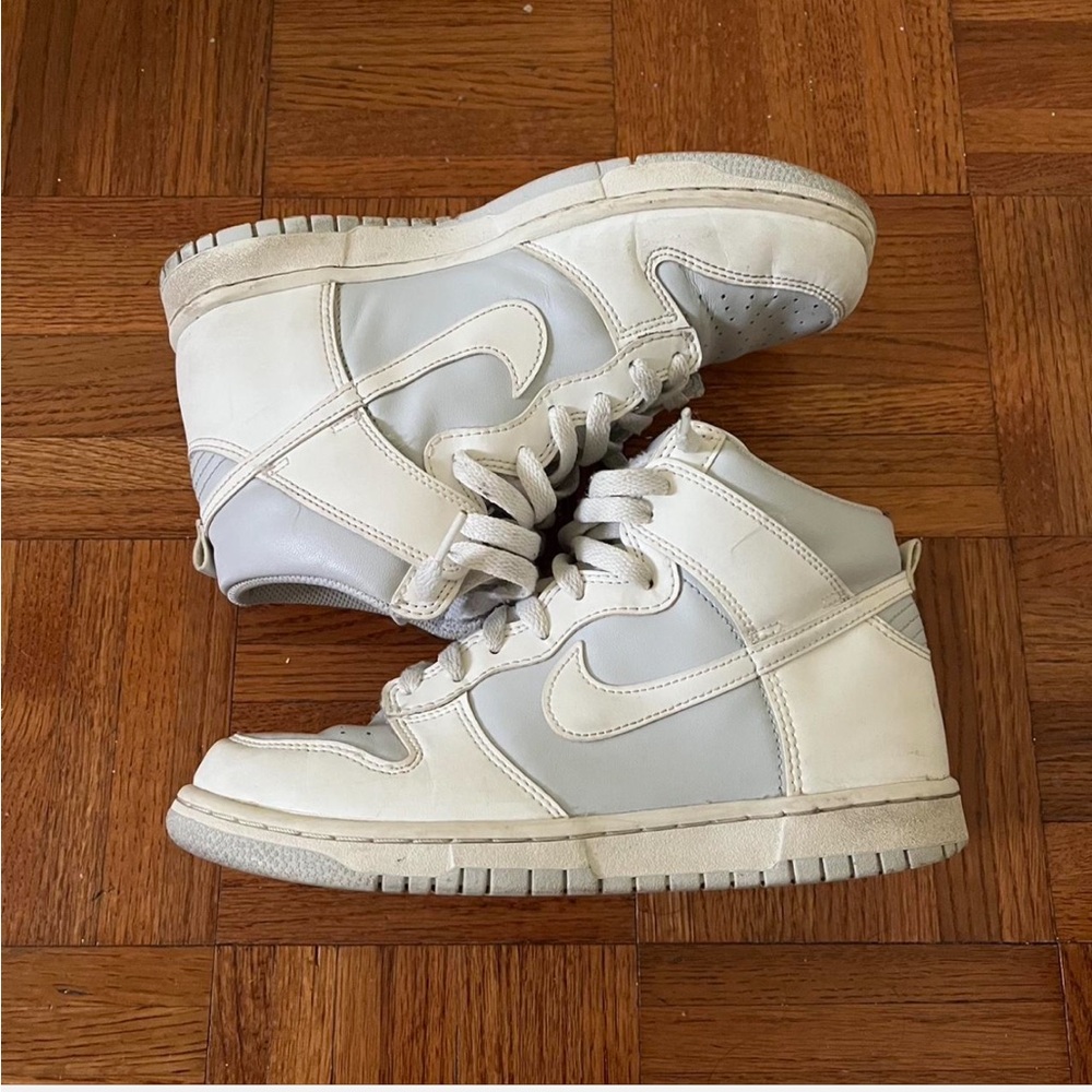 White and Grey Nike high dunks